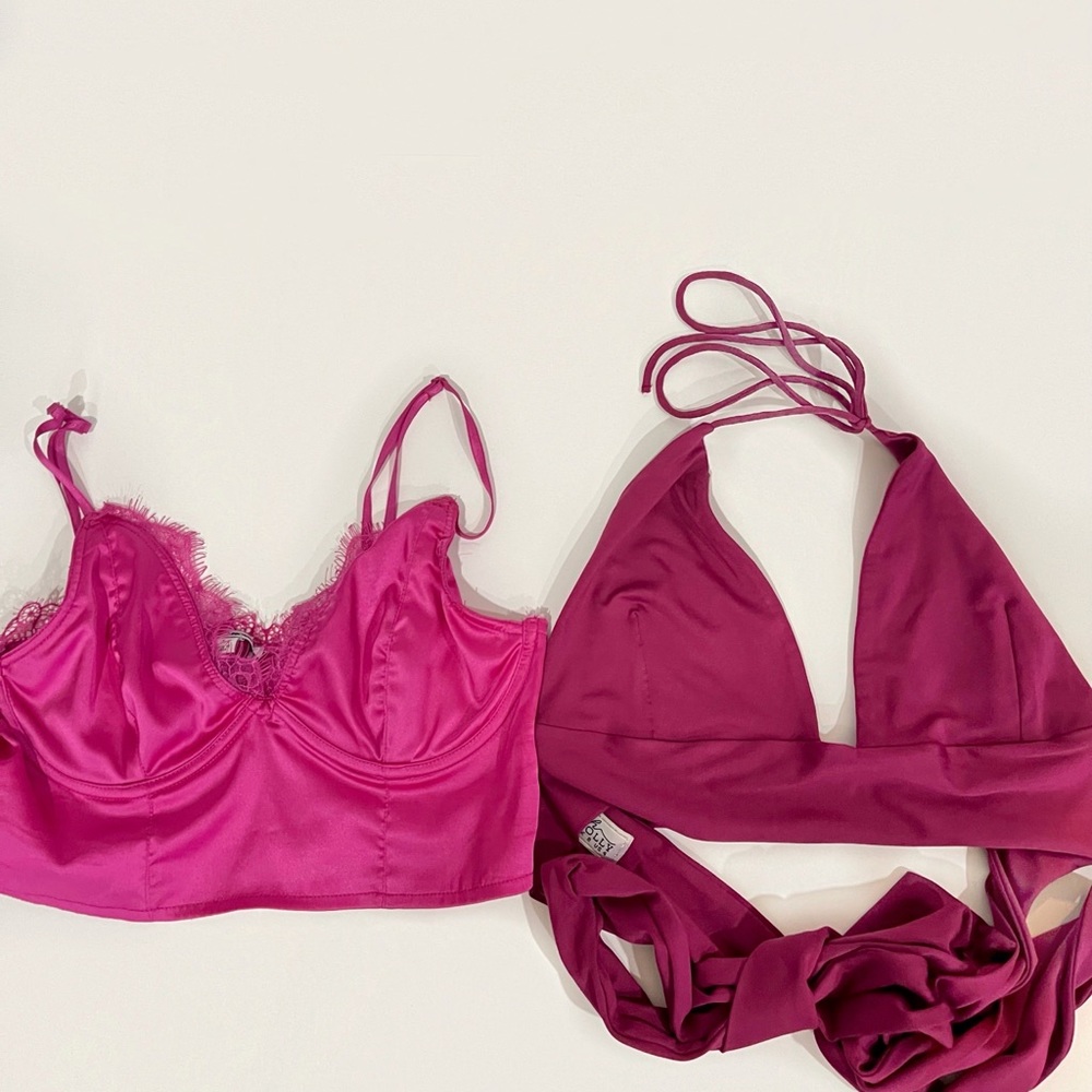PrettyLittleThing fuchsia cropped tops